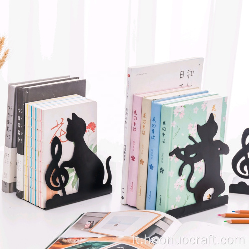 Supporto per libro di lettura creativo in metallo a forma di gatto di pianoforte